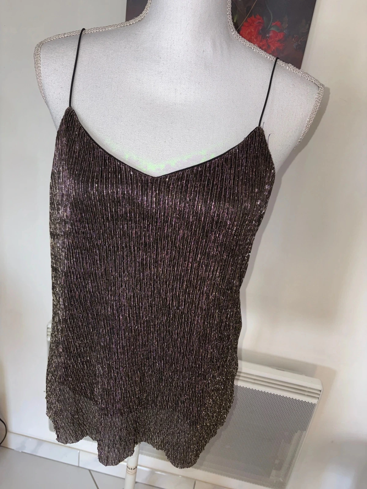 Camille de Paris shiny black and gold tank top size M / 38 – photo 2